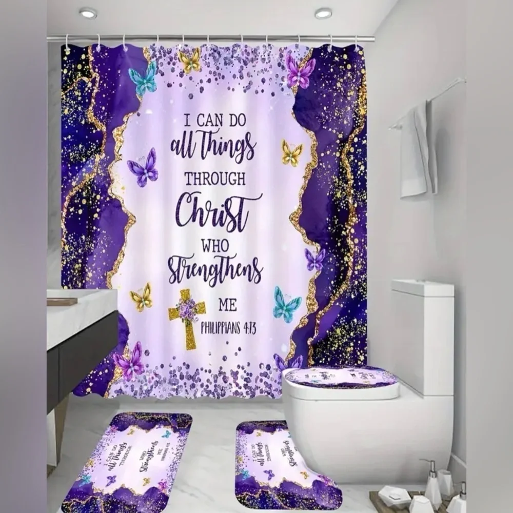 4pc I can do all things through Christ Bathroom Set NWT